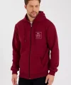 Unisex Tam Fermuarlı Kapşonlu Özel Tasarım SweatShirt - Bordo
