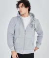 Unisex Tam Fermuarlı Kapşonlu Özel Tasarım SweatShirt - Gri