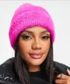 Unisex Tam Kalıp İnce Sakallı Triko Bere - Pembe