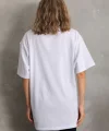 Unisex Taş Desenli Oversize T-Shirt - Beyaz