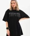 Unisex Taş Desenli Oversize T-Shirt - Siyah