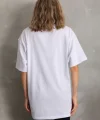 Unisex Taş Desenli Oversize Thirt  Beyaz