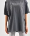 Unisex Taş Desenli Oversize Thirt  Füme