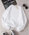 Unisex Üç İplik Biskilet Yaka SweatShirt - Beyaz