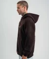 Unisex Üç İplik Kapşonlu Nakışlı SweatShirt - Kahve
