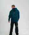 Unisex Üç İplik Kapşonlu Nakışlı SweatShirt - Koyu Deniz Yeşili