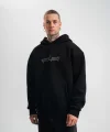 Unisex Üç İplik Kapşonlu Nakışlı SweatShirt - Siyah