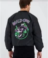 Wild One Baskılı Erkek Bomber Mont – Panter Desenli, Fermuarlı, Kapitone Astarlı Ceket - Siyah