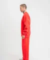 Unisex Uzun Kol Bisiklet Yaka Yıkamalı Eşofman Takım - Kırmızı