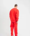 Unisex Uzun Kol Bisiklet Yaka Yıkamalı Eşofman Takım - Kırmızı
