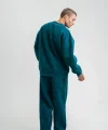 Unisex Uzun Kol Bisiklet Yaka Yıkamalı Eşofman Takım - Koyu Deniz Yeşili