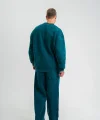 Unisex Uzun Kol Bisiklet Yaka Yıkamalı Eşofman Takım - Koyu Deniz Yeşili