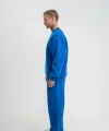 Unisex Uzun Kol Bisiklet Yaka Yıkamalı Eşofman Takım - Mavi