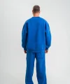 Unisex Uzun Kol Bisiklet Yaka Yıkamalı Eşofman Takım - Mavi