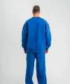 Unisex Uzun Kol Bisiklet Yaka Yıkamalı Eşofman Takım - Mavi