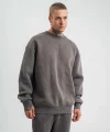 Unisex Uzun Kol Bisiklet Yaka Yıkamalı SweatShirt - Füme