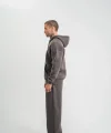 Unisex Uzun Kol Kapşonlu Eşofman Takım - Füme