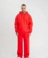 Unisex Uzun Kol Kapşonlu Eşofman Takım - Kırmızı