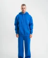 Unisex Uzun Kol Kapşonlu Eşofman Takım - Mavi