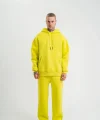 Unisex Uzun Kol Kapşonlu Eşofman Takım - Sarı