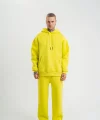 Unisex Uzun Kol Kapşonlu Eşofman Takım - Sarı