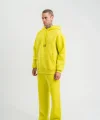Unisex Uzun Kol Kapşonlu Eşofman Takım - Sarı