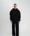 Unisex Uzun Kol Kapşonlu Eşofman Takım - Siyah