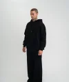 Unisex Uzun Kol Kapşonlu Eşofman Takım - Siyah