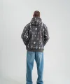 Unisex Uzun Kol Kapşonlu Pano Baskılı SweatShirt - Füme