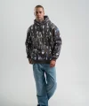 Unisex Uzun Kol Kapşonlu Pano Baskılı SweatShirt - Füme