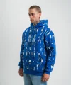 Unisex Uzun Kol Kapşonlu Pano Baskılı SweatShirt - Mavi