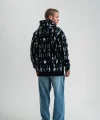 Unisex Uzun Kol Kapşonlu Pano Baskılı SweatShirt - Siyah