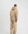 Unisex Uzun Kol Kapşonlu Yıkamalı Eşofman Takım - Bej