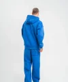 Unisex Uzun Kol Kapşonlu Yıkamalı Eşofman Takım - Mavi
