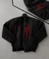 Örümcek Desenli Siyah Bomber Mont – Unisex Kullanıma Uygun, Fermuarlı Cepli, Kapitone Astarlı, Bahar Kış Günlük Giyim İçin Moda Ceket Modeli - Siyah