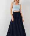 Uzun Ayrobin Etek 8050 - Lacivert