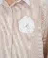 Uzun Çizgili Gömlek 5962 - Bej