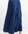 Uzun Kırışık Etek 8034 - D.Lacivert