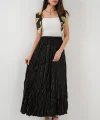 Uzun Kırışık Etek 8034 - Siyah