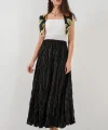 Uzun Kırışık Etek 8034 - Siyah