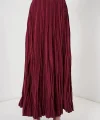 Uzun Kırışık Etek 8042 - Bordo
