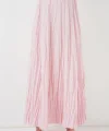 Uzun Kırışık Etek 8042 - Pudra
