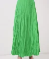Uzun Kırışık Etek 8042 - Yeşil