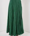 Uzun Kırışık Etek 8042 - Zümrüt Yeşili