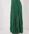 Uzun Kırışık Etek 8042 - Zümrüt Yeşili