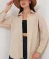 Uzun Kol Basic Gömlek 20279 - Bej
