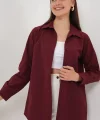 Uzun Kol Basic Gömlek 20279 - Bordo
