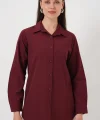 Uzun Kol Basic Gömlek 20279 - Bordo
