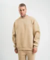 Uzun Kol Bisiklet Yaka Basic SweatShirt - Bej