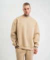 Uzun Kol Bisiklet Yaka Basic SweatShirt - Bej